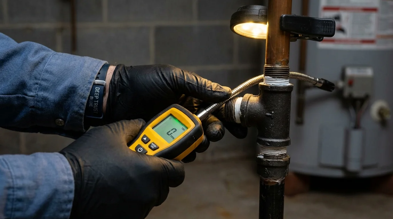 Gas leak detection with electronic sniffer by Johns Plumbing LLC in Erin