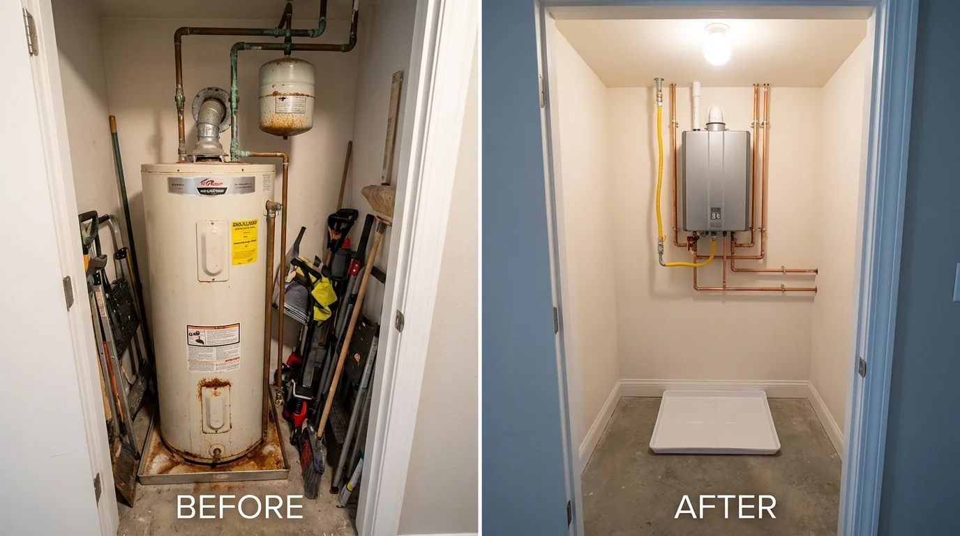 Tank water heater versus wall-mounted tankless unit comparison for Erin, TN homeowners