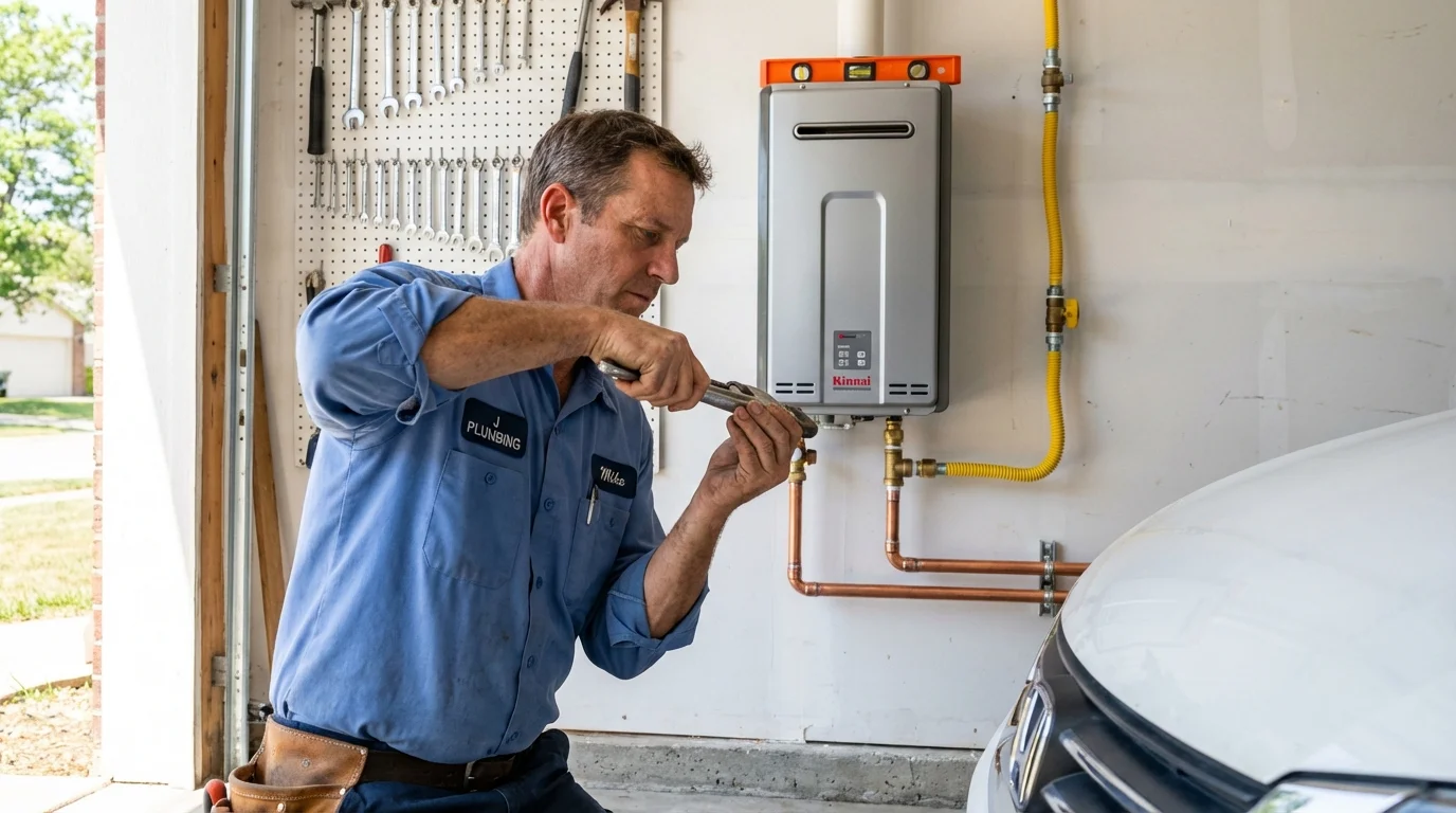 Tankless water heater installation by a Johns Plumbing LLC plumber in Erin